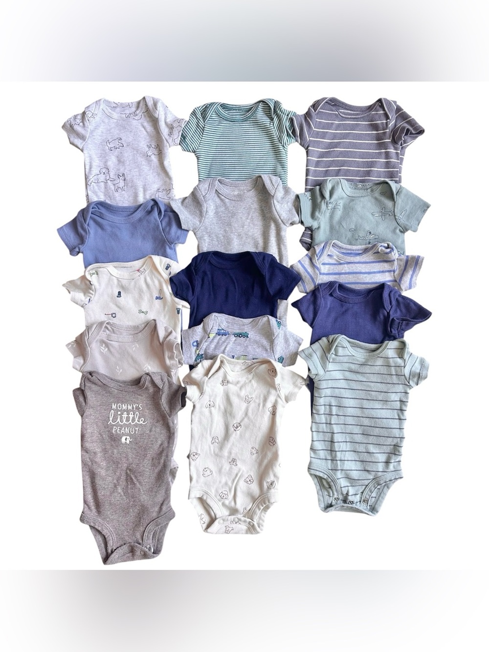 Carter's 15 piece Newborn Baby Boy bodysuit bundle clothing lot